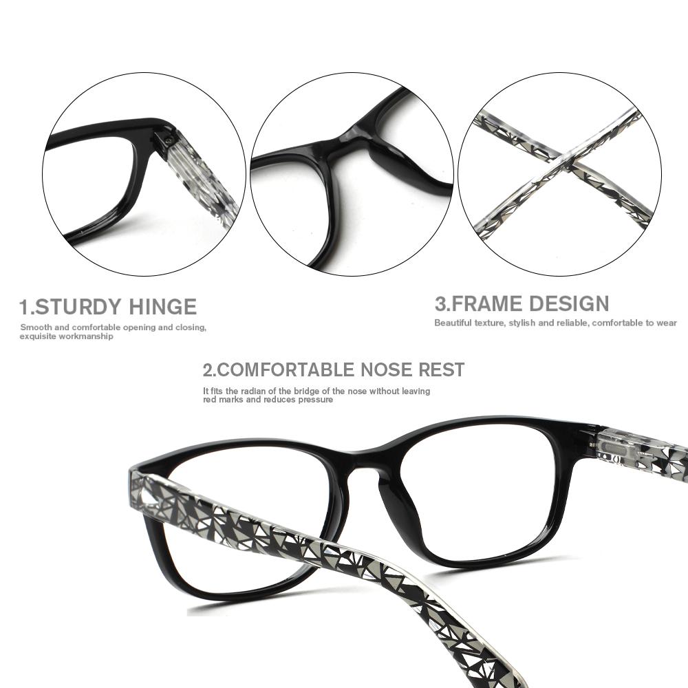 TUREZING Spring Hinge Reading Glasses for Women Men Rectangular Frame HD Lenses High Quality Prescription Eyewear