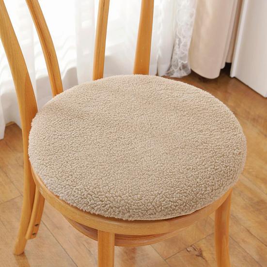 Fleece Kulatý Polštář na Židli Plyšový Sedák z Umělé Ovčí Vlny se Zipem Zima