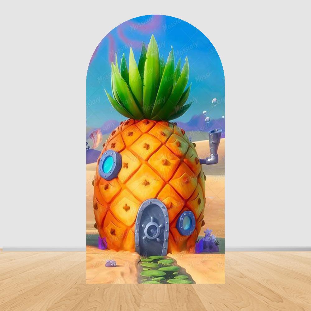 Spongebob Theme Arch Background Cover Baby Shower Children Birthday Party Decor Photo Photographic Backdrop Studio Shoots Props 1.6x3.9ft (50x120cm)