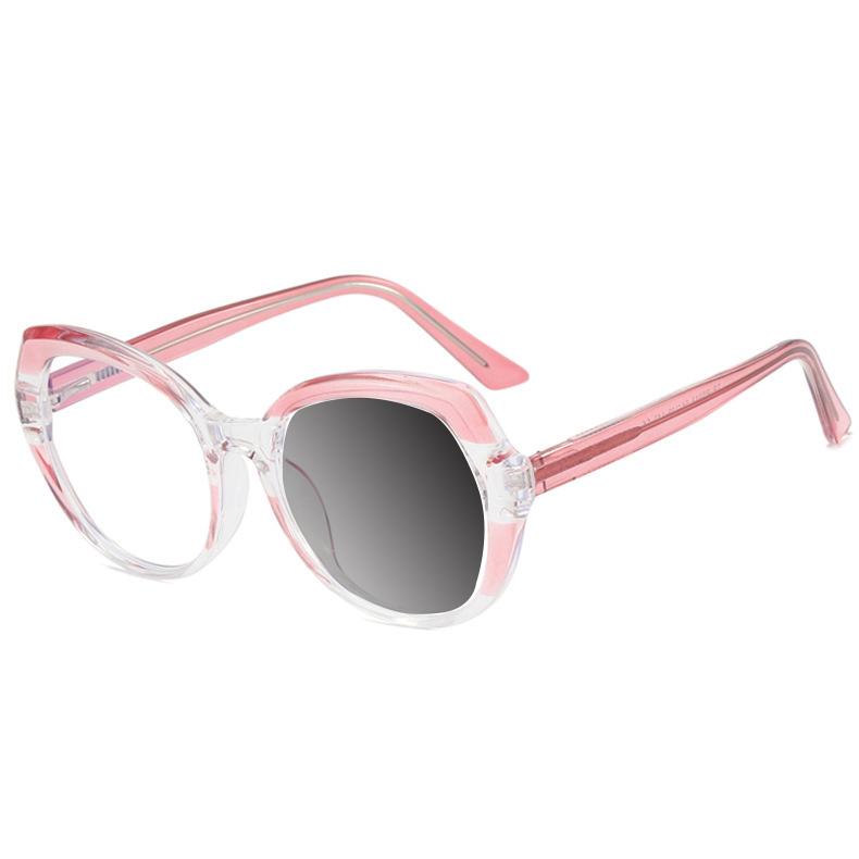 Latest Luxury Design Round Shape Transparent Leopard Lady Frame Color Shift Anti Blue Light Hyperopia Reading Glasses +2 +4 +6