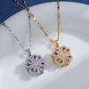 Rotatable Four Leaf Flower Necklace Women European American Style 360 Degree Collarbone Chain Niche Fashion Jewelry Gift