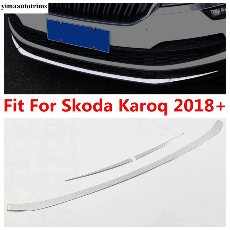 

For Skoda Karoq 2018 - Car Front Bumper Below Grille Grill Strip Decoration Cover Trim Stainless Steel Accessories Exterior