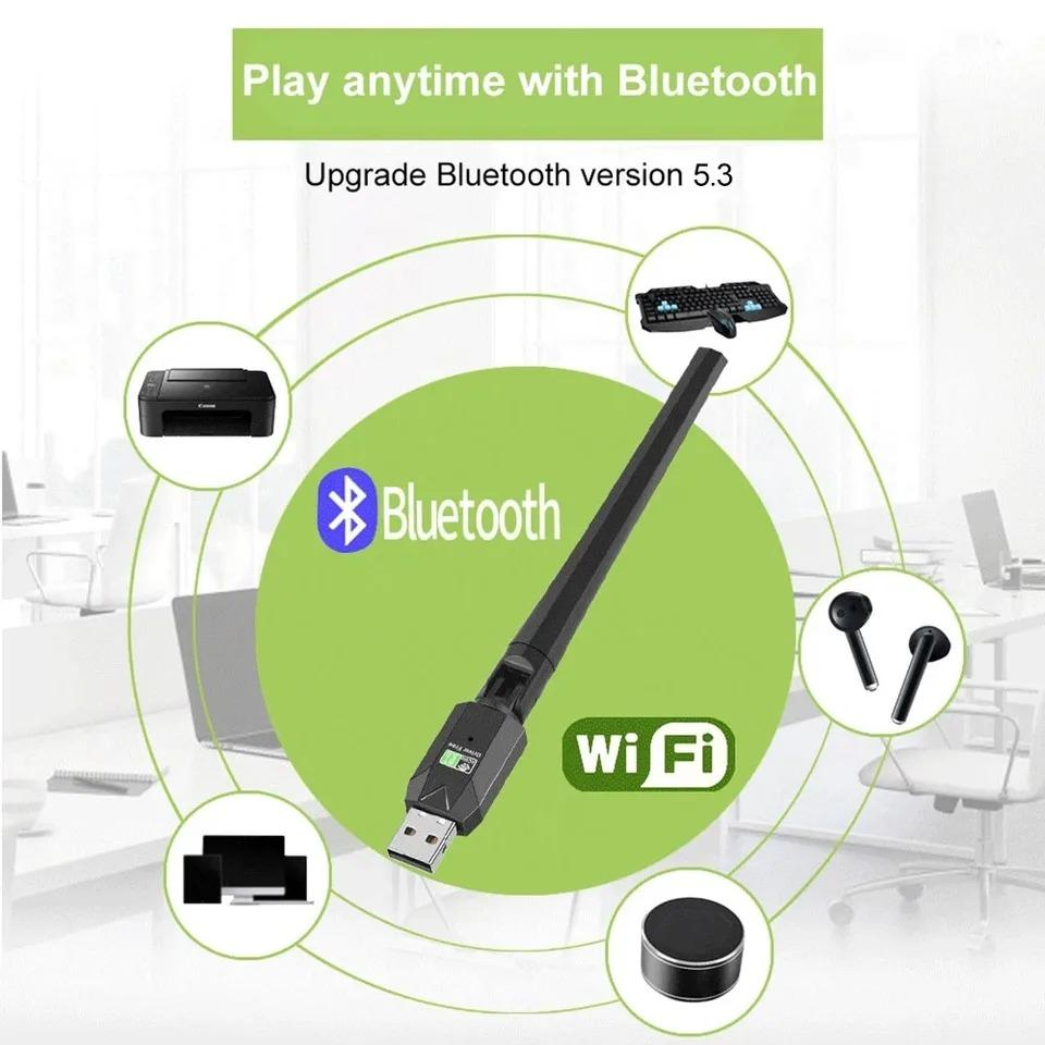 2 in 1 USB Bluetooth 5.4 Adapter 900Mbps Bluetooth Dongle Dual Band 2.4G&5GHz Wireless Network Card WiFi Receiver For Win10/11