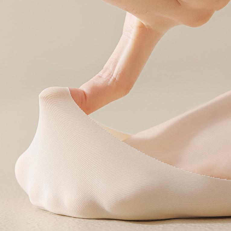 5 Pares Meias Femininas Almofada de Esponja Absorvente de Choque Verão Finas Seda Gelo Respirável Boca Rasa Invisível Antiderrapante Silicone Não Sai do Calcanhar Meias