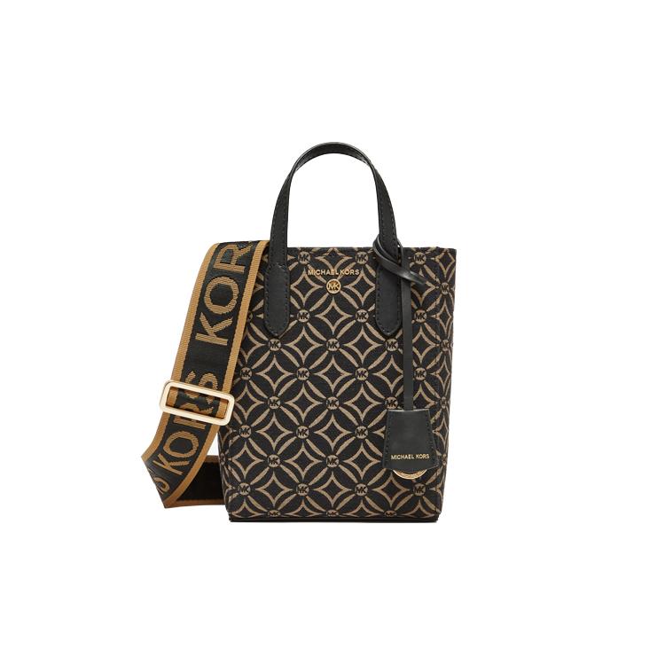 New MICHAEL KORS Sinclair Fabric Handbag Small Women's Black/Dark Camel 32F2G5SC0J-293