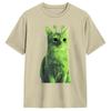 T-shirt Meme Chat Alien Vert Été Coton T-shirts Pour Unisexe Mode Décontracté T-shirt Manches Courtes Streetwear T-shirts