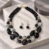 Beaded Necklace with Coordinated Drop Earrings, Double-Strand Layering, and Irregular Acrylic Beads Jewelry Set