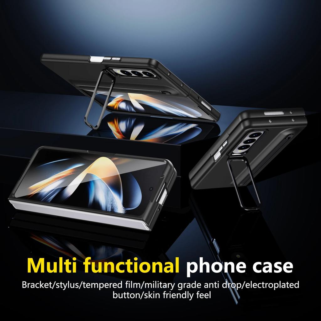 S držákem na stylusové pero Funda pouzdro na telefon pro Samsung Galaxy Z Fold 7 6 5 4 3 Přední sklo Kovový objektiv Stojánek PC Ochranný kryt Capa