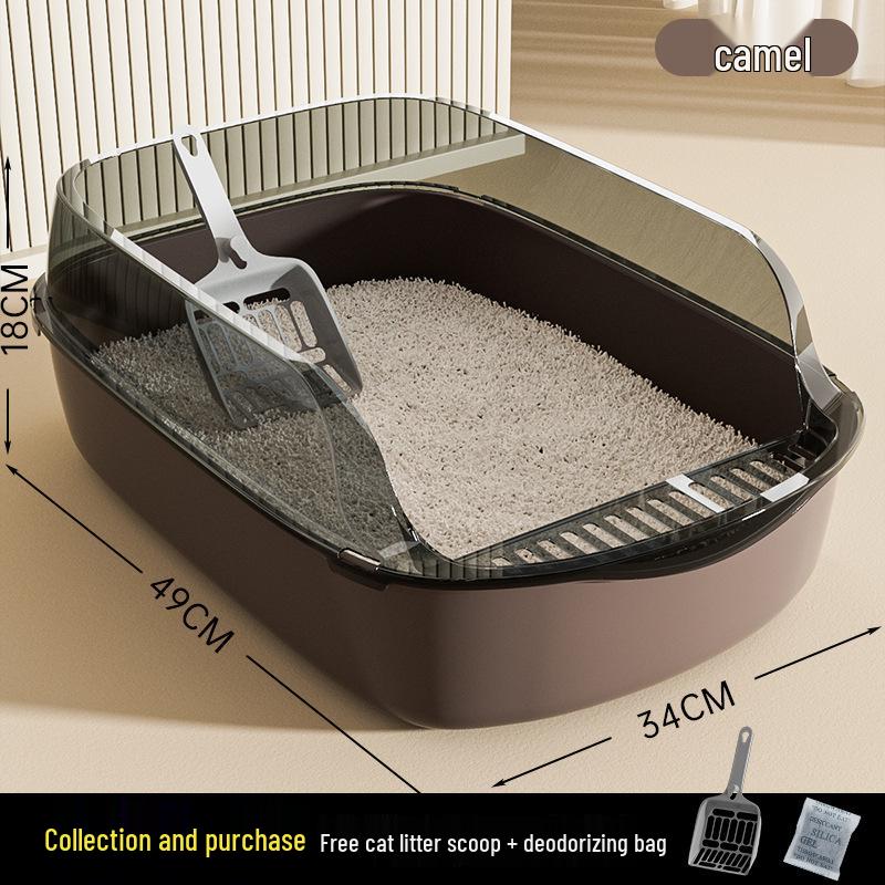 Extra Large Semi-Enclosed Cat Litter Box with Scoop