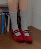 Collierchoupi Velvet Two-Strap Mary Jane_Red