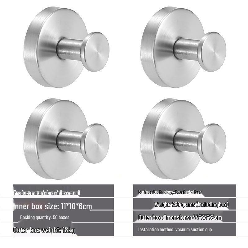 Stainless Steel No-Drill Suction Cup Hook for Kitchen & Bathroom