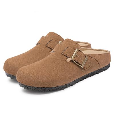 Trendiga Träskor Damtofflor Mocka Korkfotbädd Hemmasandaler Stöd för hålfoten Mode Läder Potatisskor