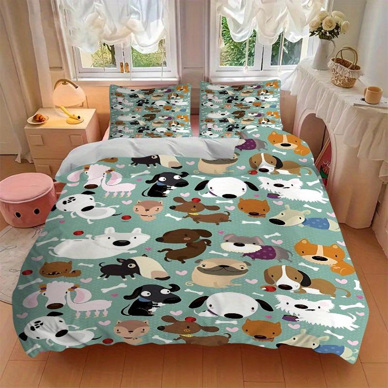 3pcs Dogs Bones Bedding Cover Set, Fashion Classic Popular Print Bedding Set, Soft Comfortable, All Season Use, For Bedroom, Guest Rooma0819197
