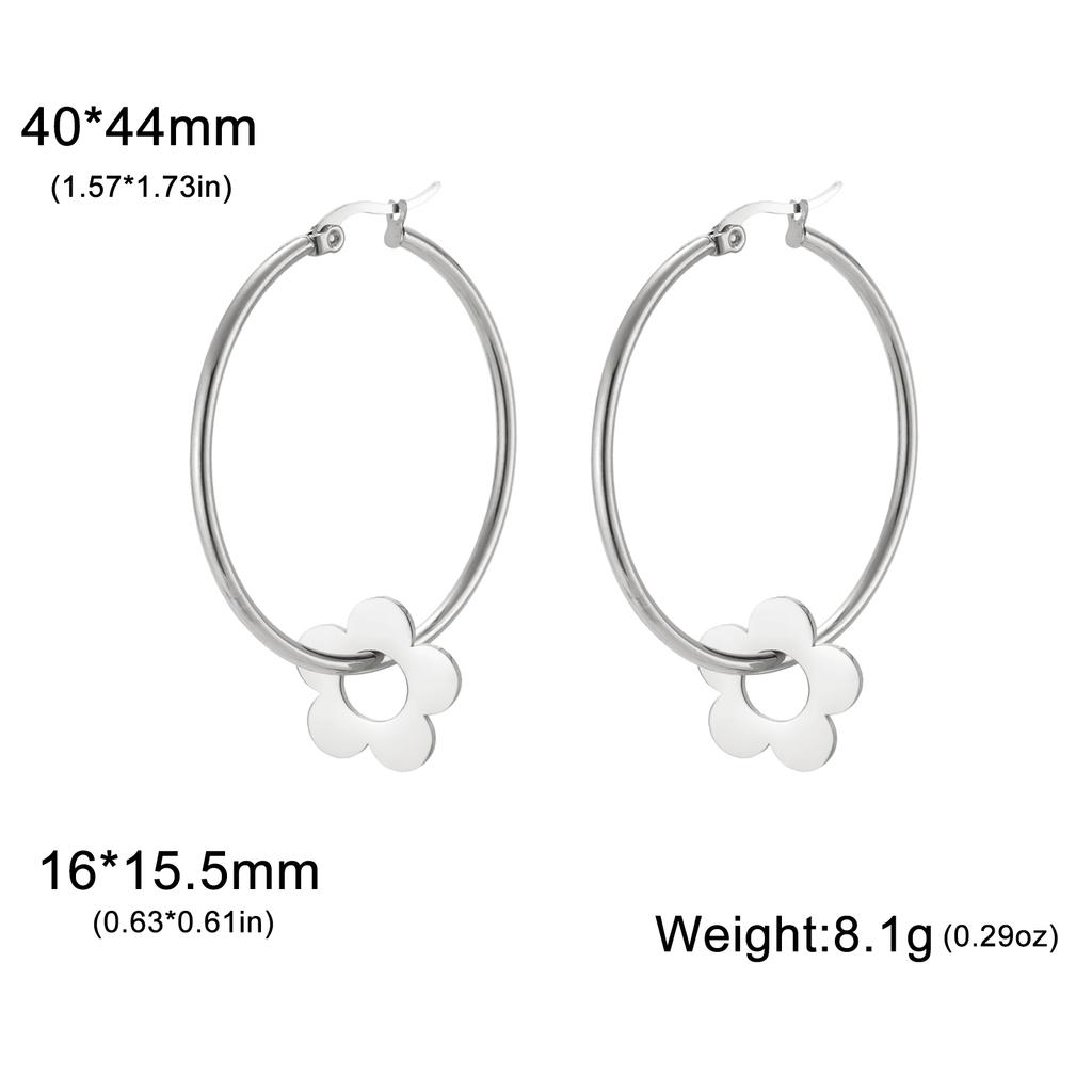 Teamer Trendige Große Creolen Stern Sonne Herz Blume Ahornblatt Edelstahl Ohrringe für Damen Mädchen Street Office Schmuck