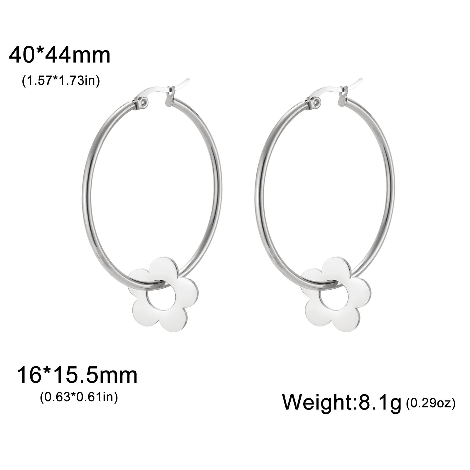 

Teamer Trendy Big Hoop Earrings Star Sun Heart Flower Maple Leaf Stainless Steel Earrings for Women Girls Street Office Jewelry