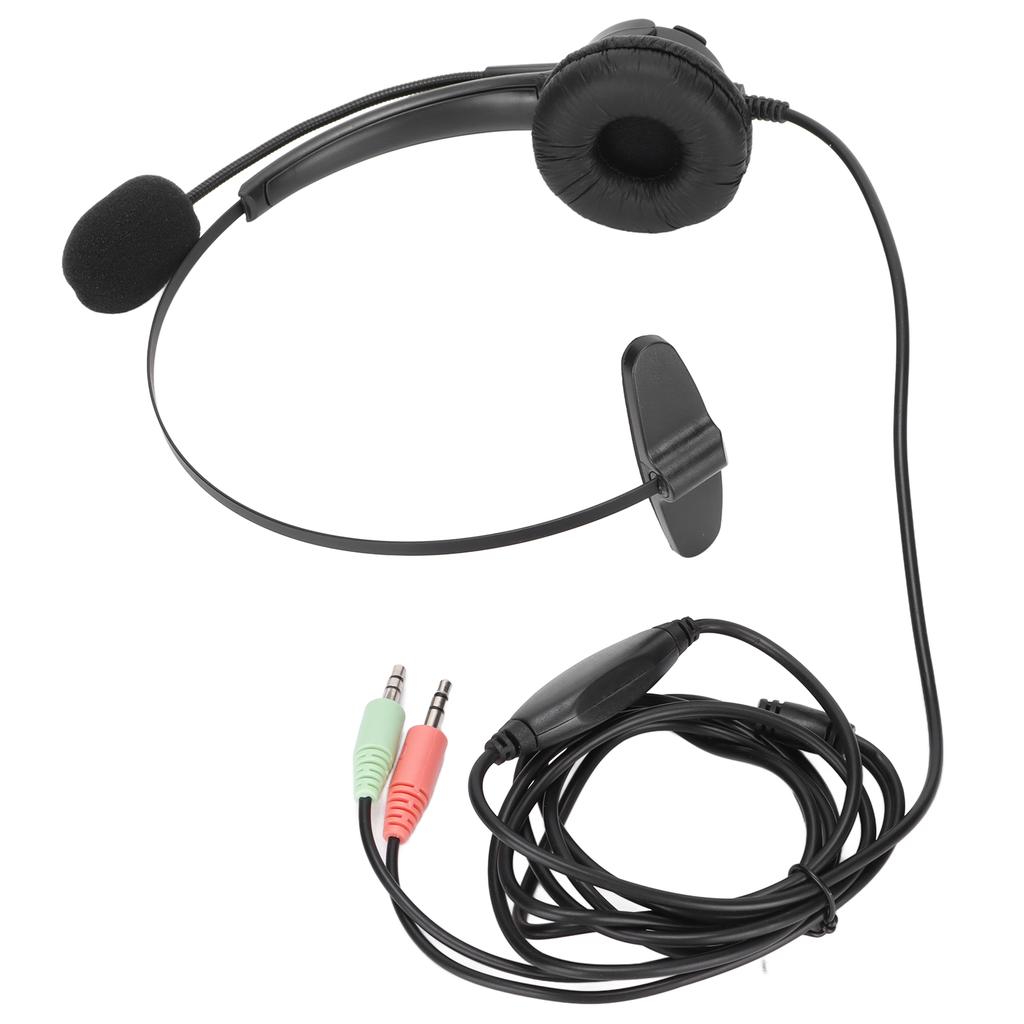 Call Center Headphone 3.5mm Noise Cancelling Adjustable Volume Customer Service Headset with Microphone for PC