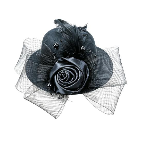 Retro Pillbox Hat Elegant Rose Hat with Feathers Mesh Bow 20s 50s Pillbox Hat for Kids Girls Stage Performances Theme Party Photo Props