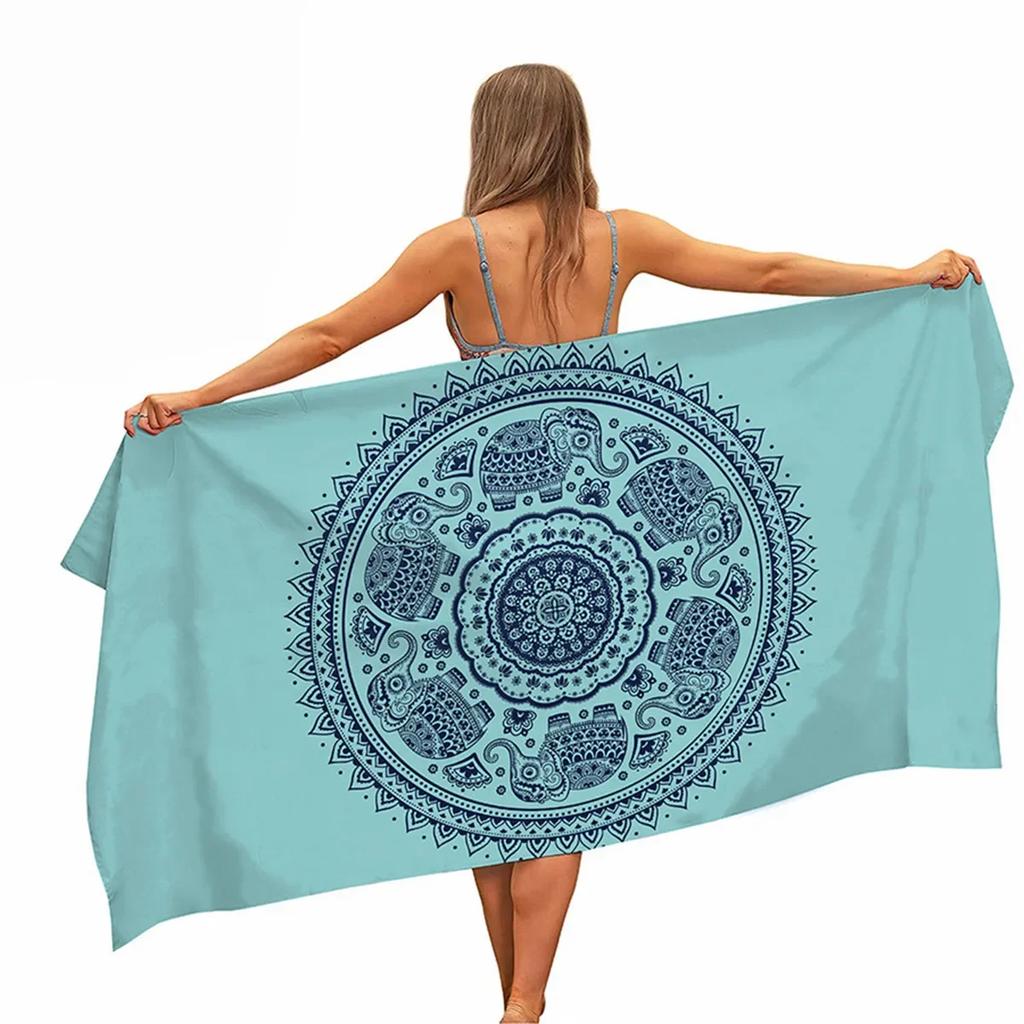 Elephant Microfiber Beach Towel Portable Quick Fast Dry Sand Outdoor Travel Swim Blanket Thin Yoga Mat Home Decoration Women Men