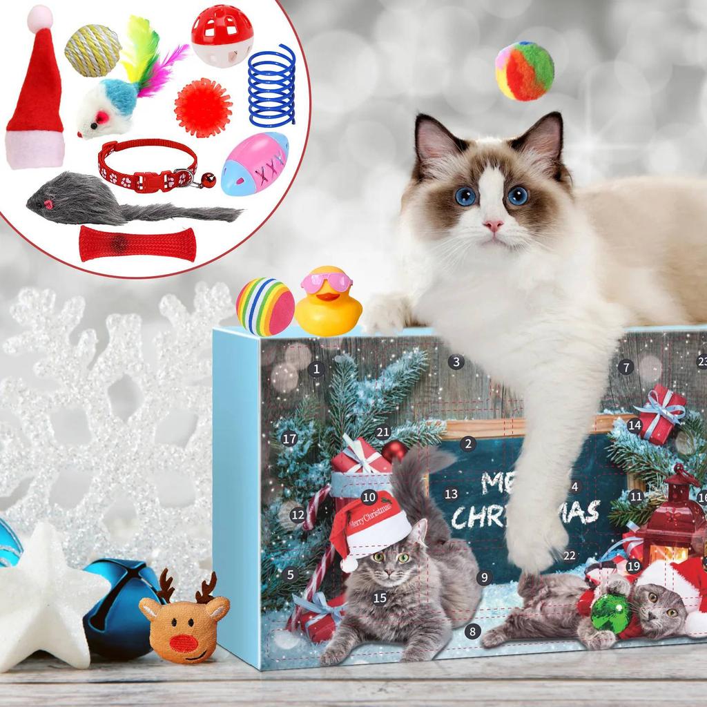 Cat Advent Calendar 2025 24 Days Christmas Countdown Calendar for Indoor Kitten Cats Pet Surprise Xmas Gifts for Cat Lovers