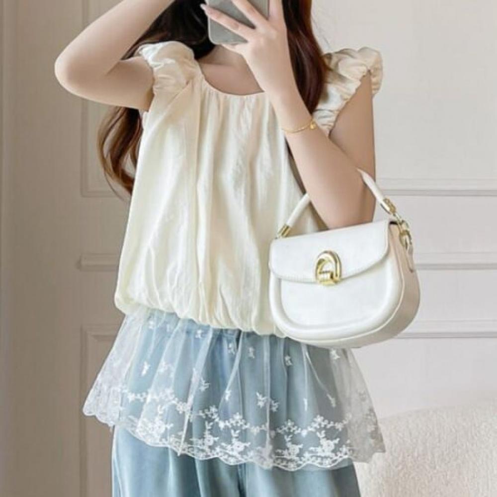 Navava Lace Shirring Sleeveless Blouse Nb2699