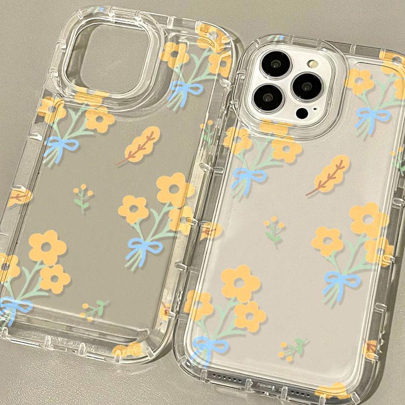 Small Yellow Flower Is Suitable for iPhone17promax Mobile Phone Case Apple 14 Large Hole 16/13 New 15 Anti-drop.