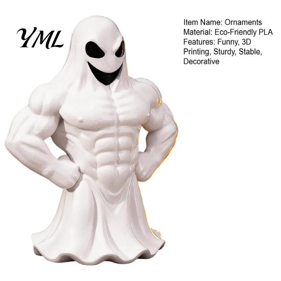 3D Printed Statue Buff Ghost Figurine, Funny Muscle Desktop Interesting Decor Ornament, Spooky Halloween Decor, Novelty Home Tabletop Decoration