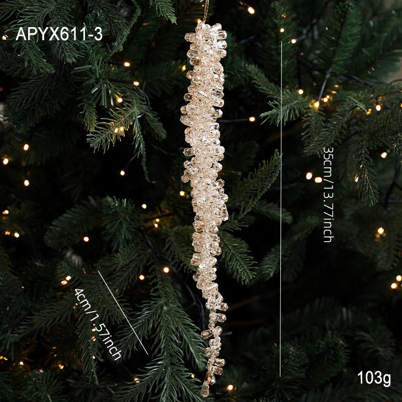 Christmas Tree Pendants Glitter Transparent Acrylic Beads Drop Pendant Petal Beading Ornaments Home Xmas Party DIY Decoration