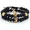 Creative personality black matte woven high crown white pine wear small crown two-piece set bracelet bracelet accessories men