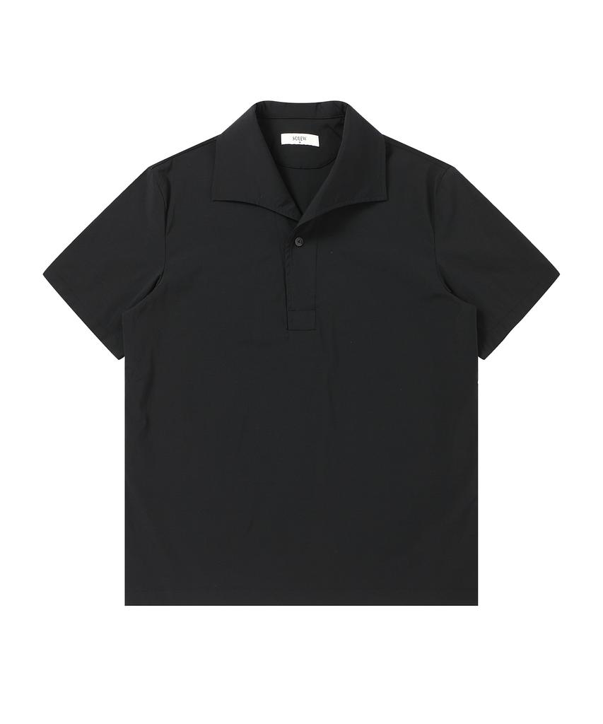 SOLEW One-Button Pique T-Shirt_Black