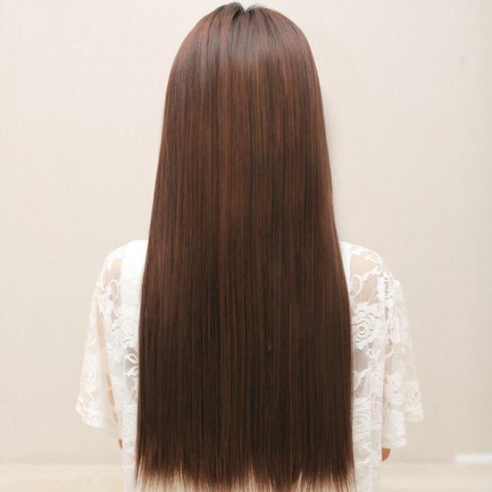 Women Solid Color Long Straight Central Hair Party Parting Wig Hairpiece