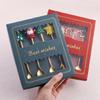 4pcs Christmas Spoons Forks with Gift Box Kitchen Tableware Xmas Gifts New Year