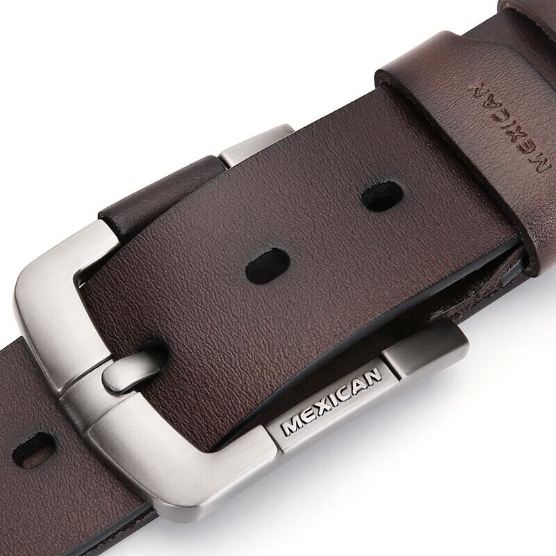 Straw Man Men's Genuine Leather Pin Buckle Belt