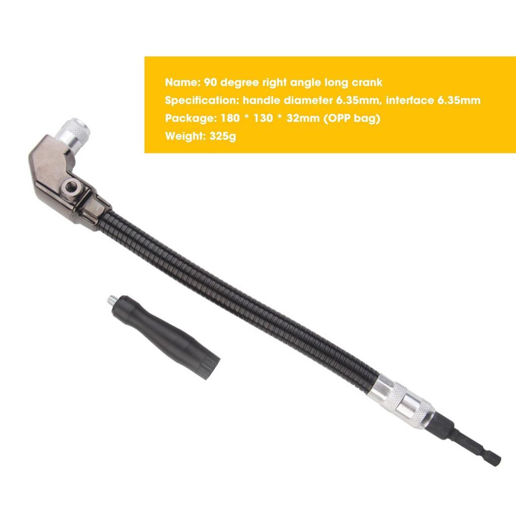 90 Degree Right Angle Drill, Hex Socket Drill Bit, Adjustable Flexible Bits, 6.35mm Screwdriver Adapter, Angle Extension Power Drill Attachment