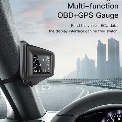 GPS OBD Dual System Head-up Display A-pillar Trim Instalar RPM Turbo Pressão do óleo Temperatura da água Velocímetro GPS para modelos de carros OBDII