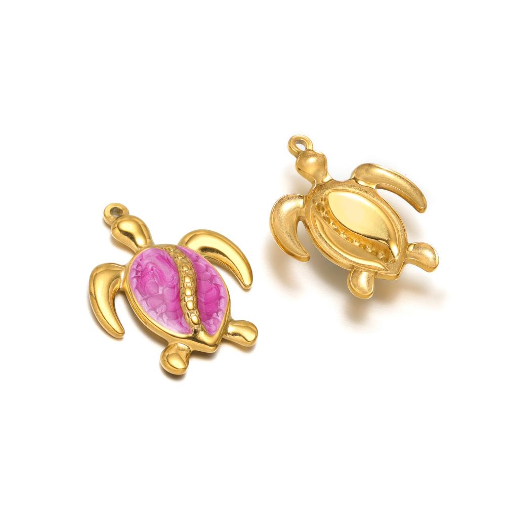 5pcs Stainless Steel Enamel Tortoise Gold Charms Exquisite Turtle Pendant DIY Jewelry Necklace Findings Bracelet Earrings Making