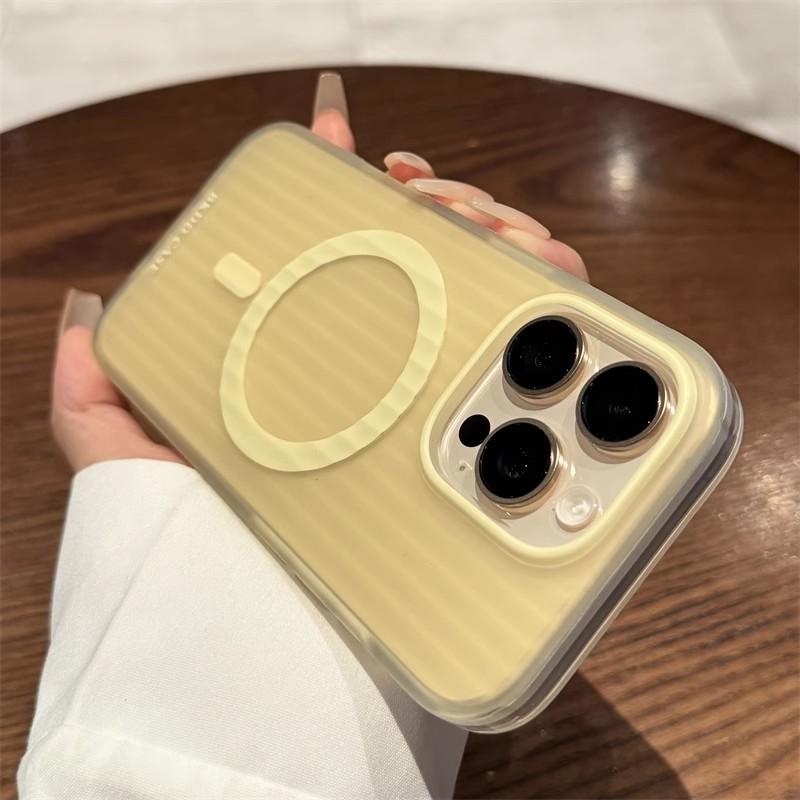 Applicable To IPhone 16 Corrugated Magnetic Suction Mobile Phone Case Matte Apple 15 ProMax Suitcase Full Cover 14 Protective Case