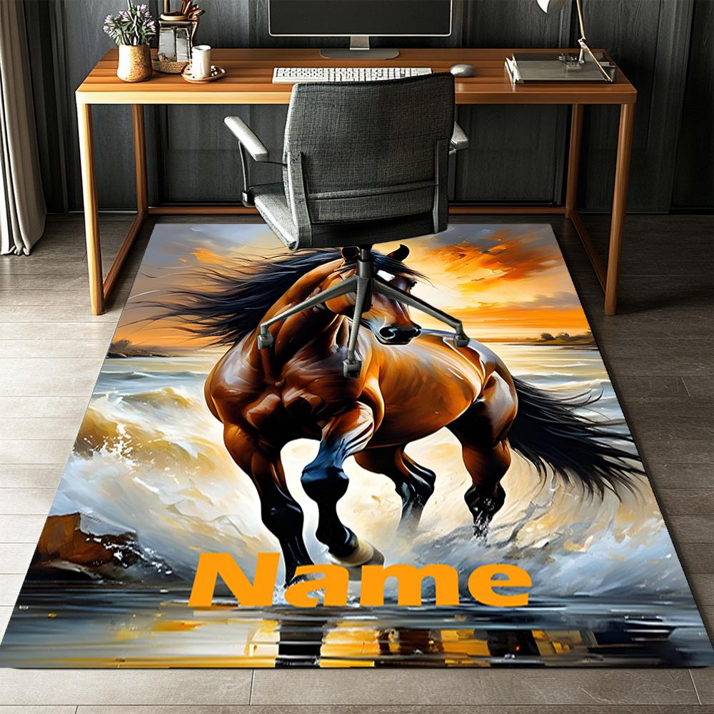Custom Name Horse Printed Carpet,Rug for Office Chair Living Room Bedroom Kitchen Room Decor Gifts.