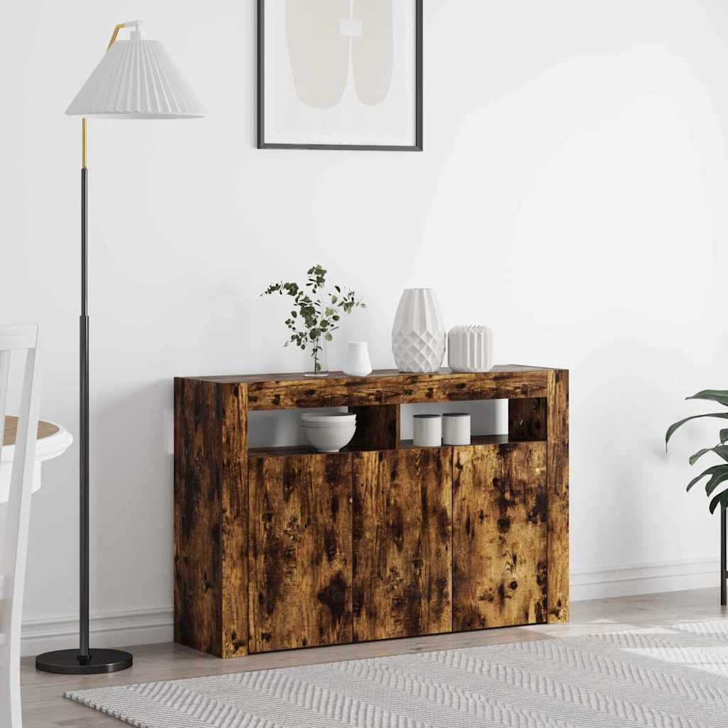Sideboard Smoked Oak 116 x 30 x 75 cm Wood Based Material