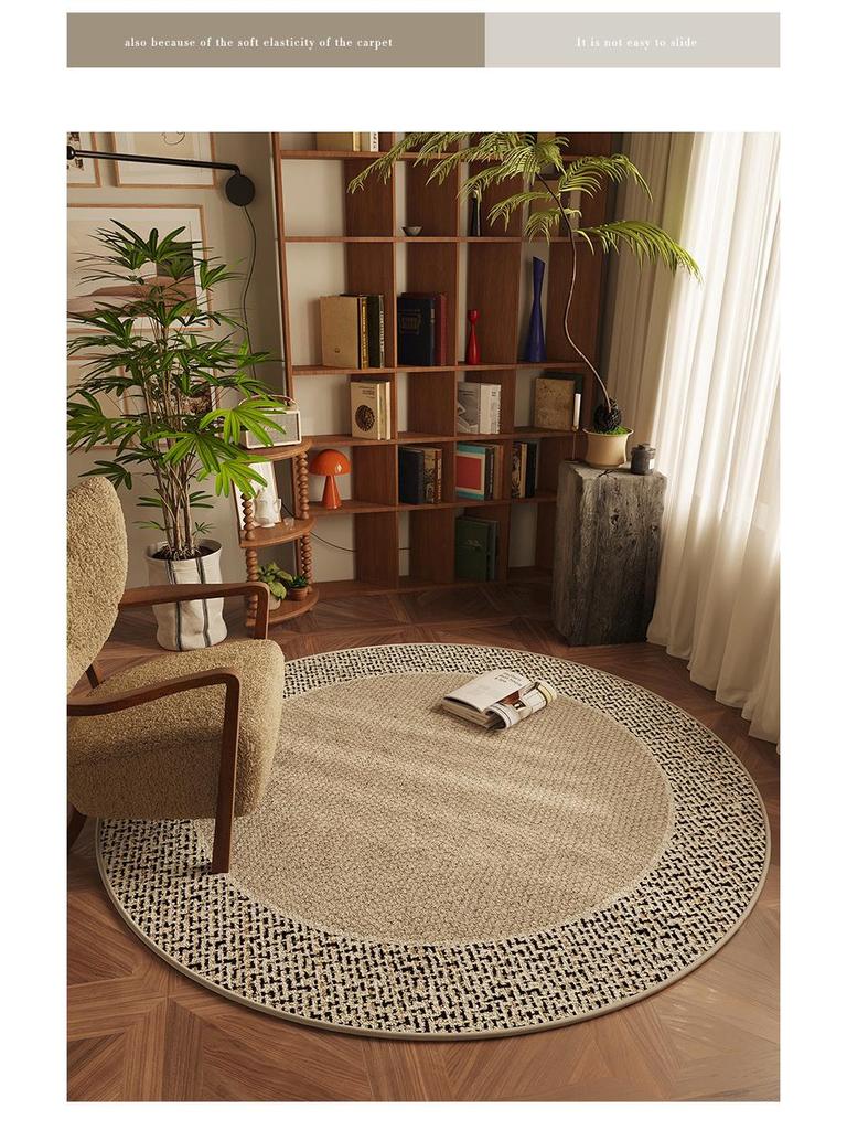 Round Flannel Modern Rug for Living Room, Study, or Bedroom - Perfect for Sofa, Coffee Table, Chair Pad, or Bedside Mat