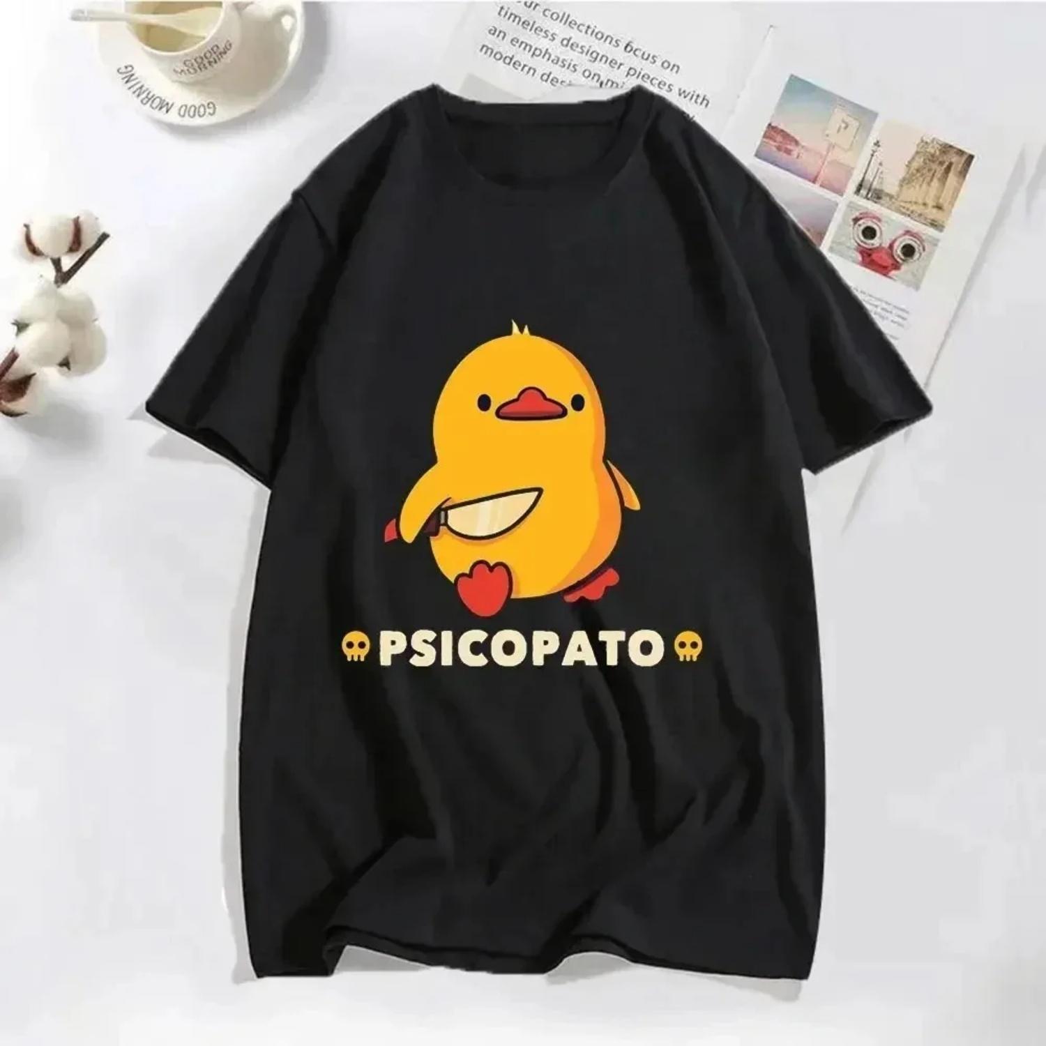 

Top Summer Top Girl Clothing Duck with Knife Funny Clothes Aesthetic Tops Tees Fashion Tshirts Graphic T Shirts S чёрный