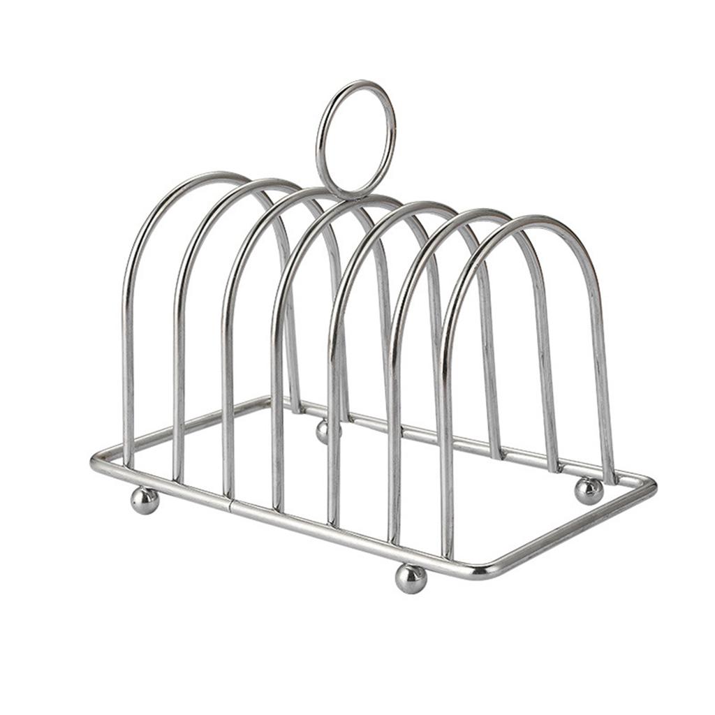Bread Toast Holder Rack 6 Slots With Ball Feet and Carry Handle Bread Pieces Serving Utensils