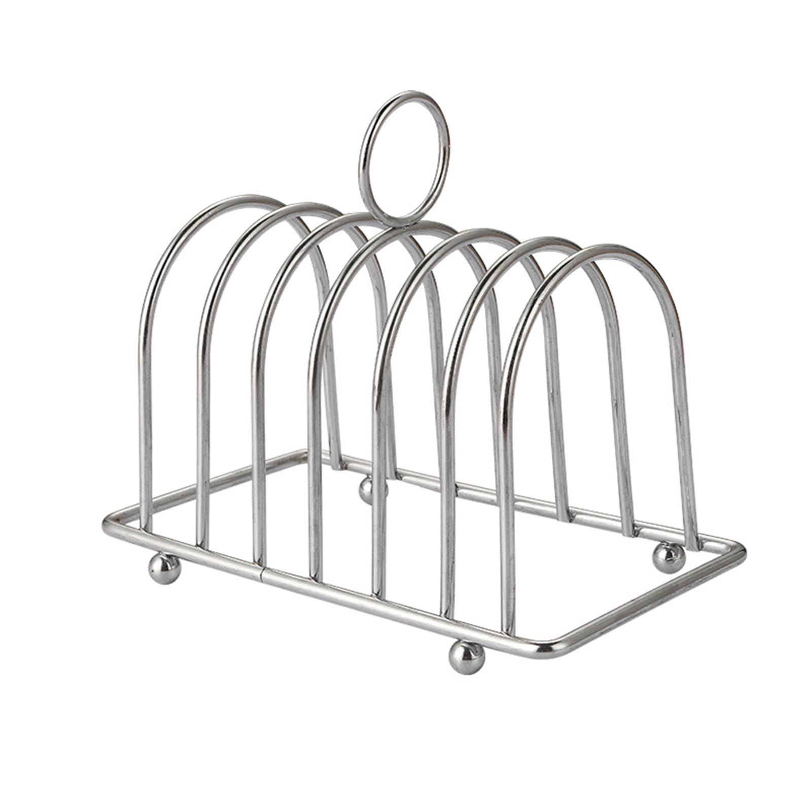 

Bread Toast Holder Rack 6 Slots With Ball Feet and Carry Handle Bread Pieces Serving Utensils