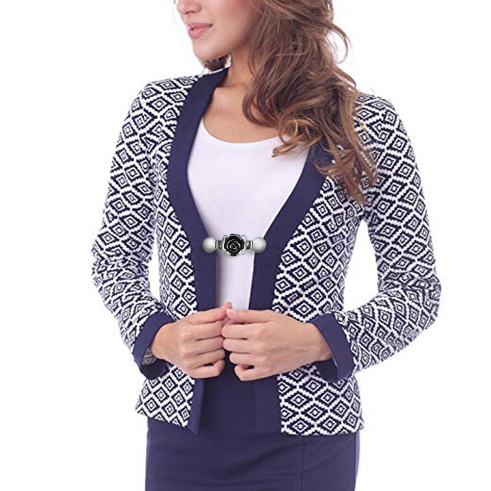 Elegant Alloy Plating Collar Clip Flower Pattern Brooch Jewelry Gift