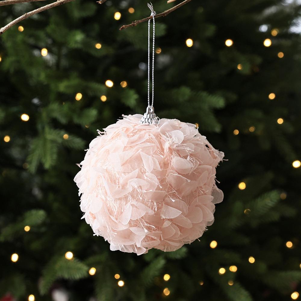 Pink Feather Christmas Ornament Set Romantic Hanging Gift Box & Ball for Christmas Tree Decoration Holiday Party New Year 2025