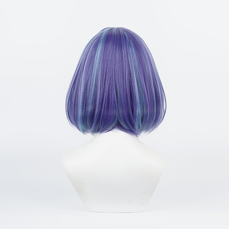 Akane Kurokawa Cosplay Costume Accessory with Perfect for Comiket Cultural and School Festivals Wig, Purple, Short, Heat-Resistant, Net, Halloween,