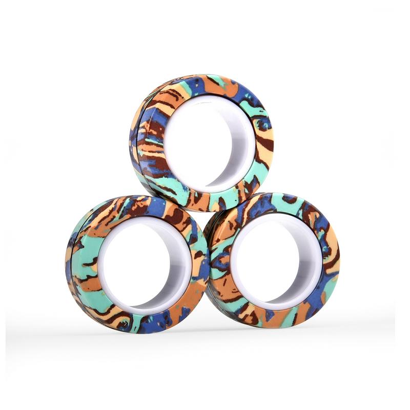 3Pcs NEW Anti-stress Magnetic Rings Magnetic Bracelet Ring Unzip Toy Magic Ring Props Tools Decompression Toys Finger Rings Toy