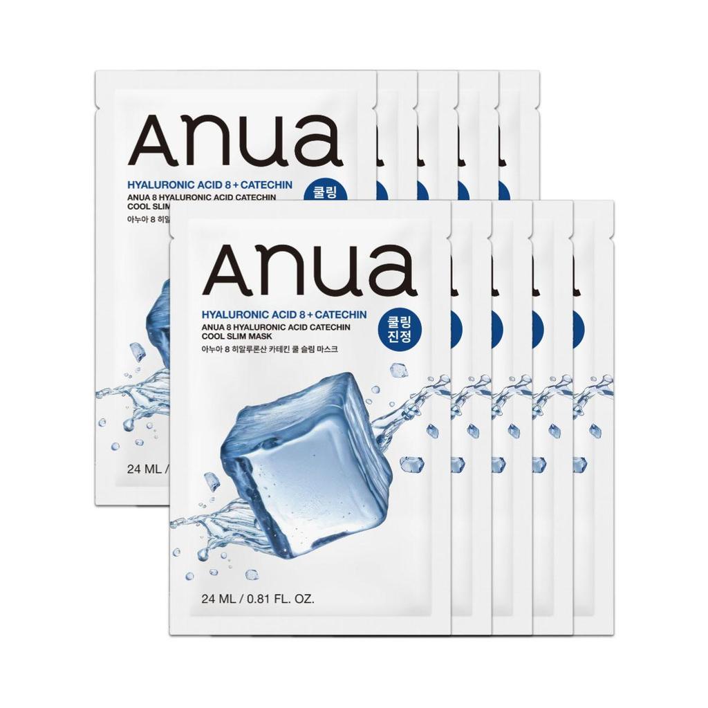 ANUA 8 Hyaluronic Acid Catechin Cool Slim Mask Sheet Facial Mask (5+1 Sheets / 10 Sheets)