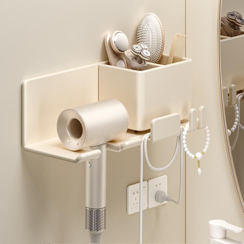 Hole-free Bathroom Storage Cord-winding Hairdryer Holder