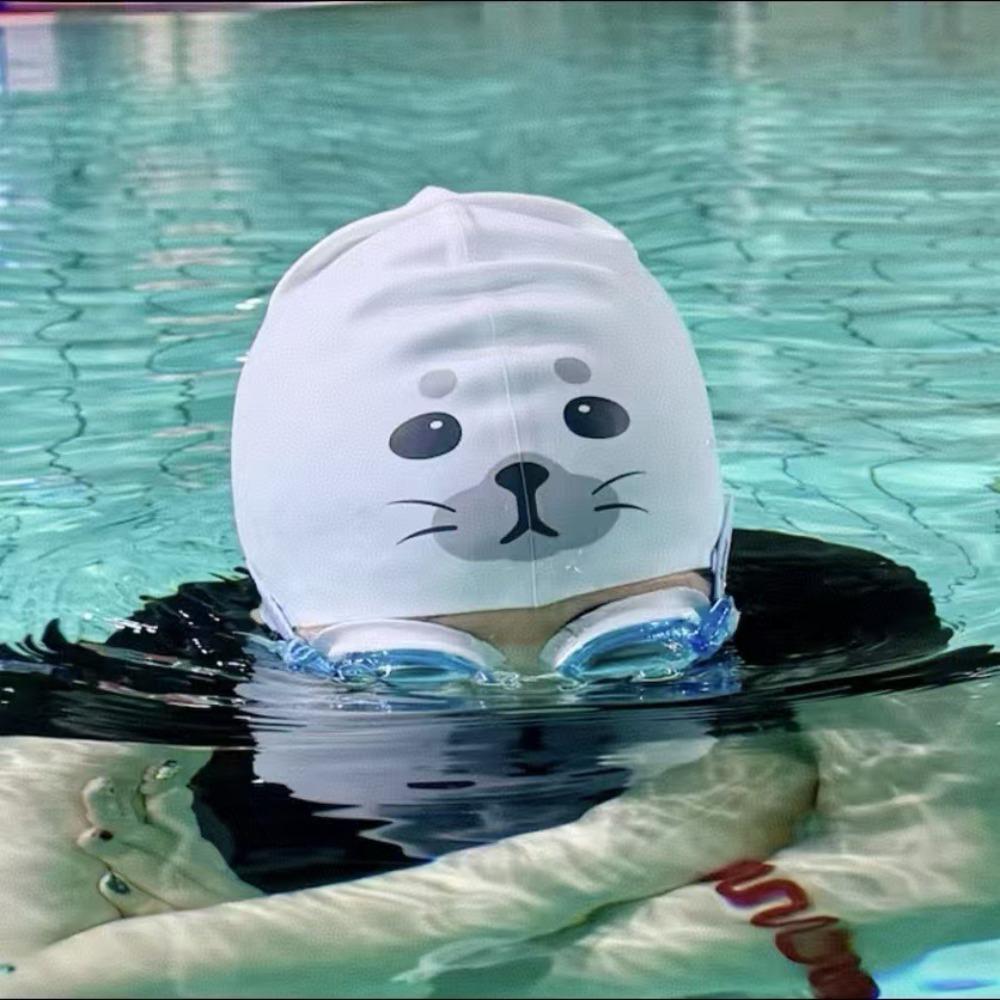 Ear Protection Silicone Swim Caps Animal Printed Seal Swim Hat Swimming Caps Women Girls
