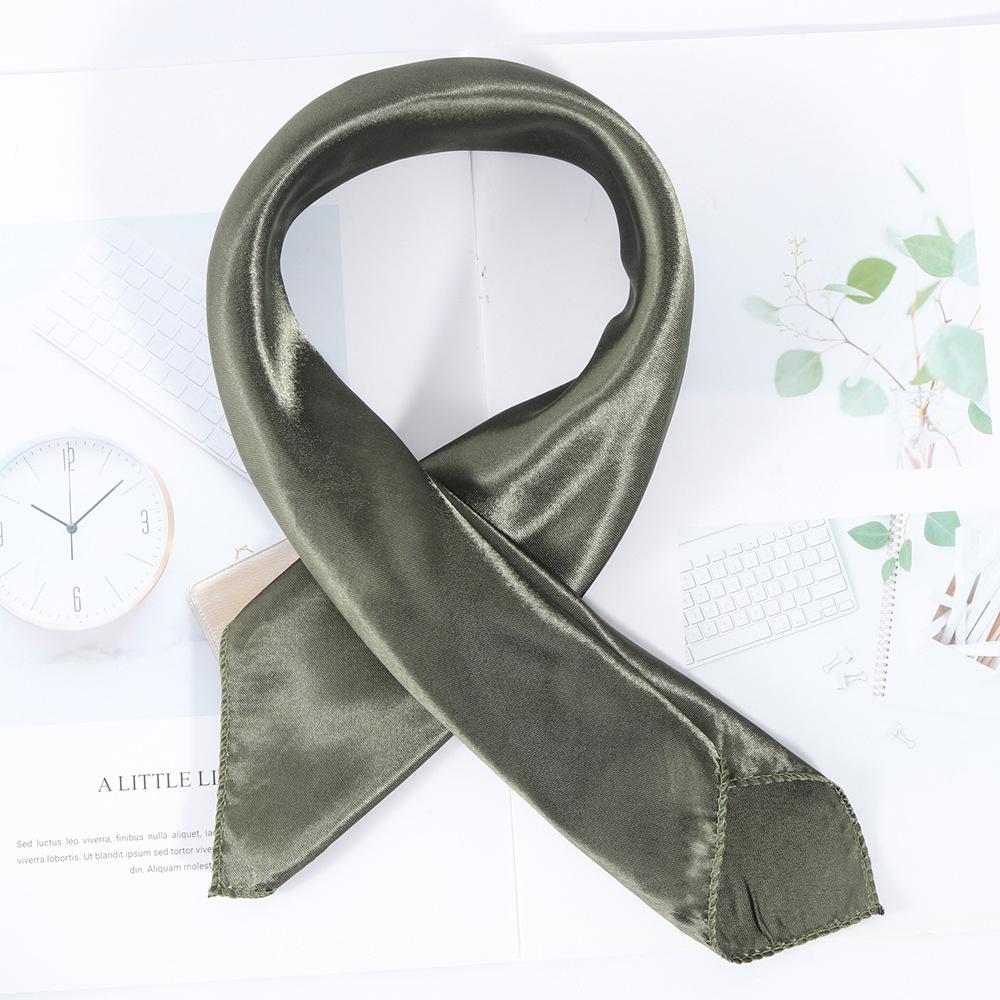 50*50cm Silk Scarf Women Small Soft Squares Decorative Head Scarf Multicolor Stripe Print Kerchief Neck Wrap Solid Colors